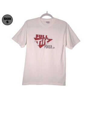 Full Tilt Poker Logo USED Shirt (S, White, Cards)